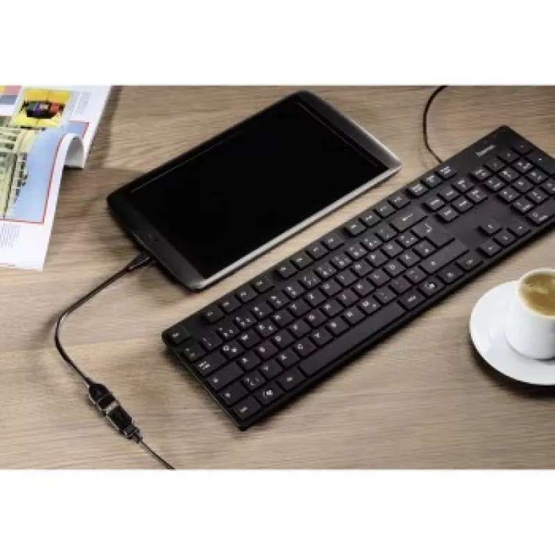 Hama USB 2.0 adapterinis kabelis USB A – Micro-USB B, 0,15 m, juodas