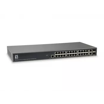 LevelOne TURING 26-Port L3 Lite valdomas Gigabit Ethernet komutatorius, 2 x SFP/RJ45 Combo