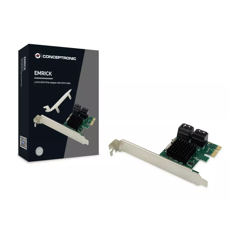 Conceptronic EMRICK 4 prievadų SATA PCIe adapteris su SATA kabeliu