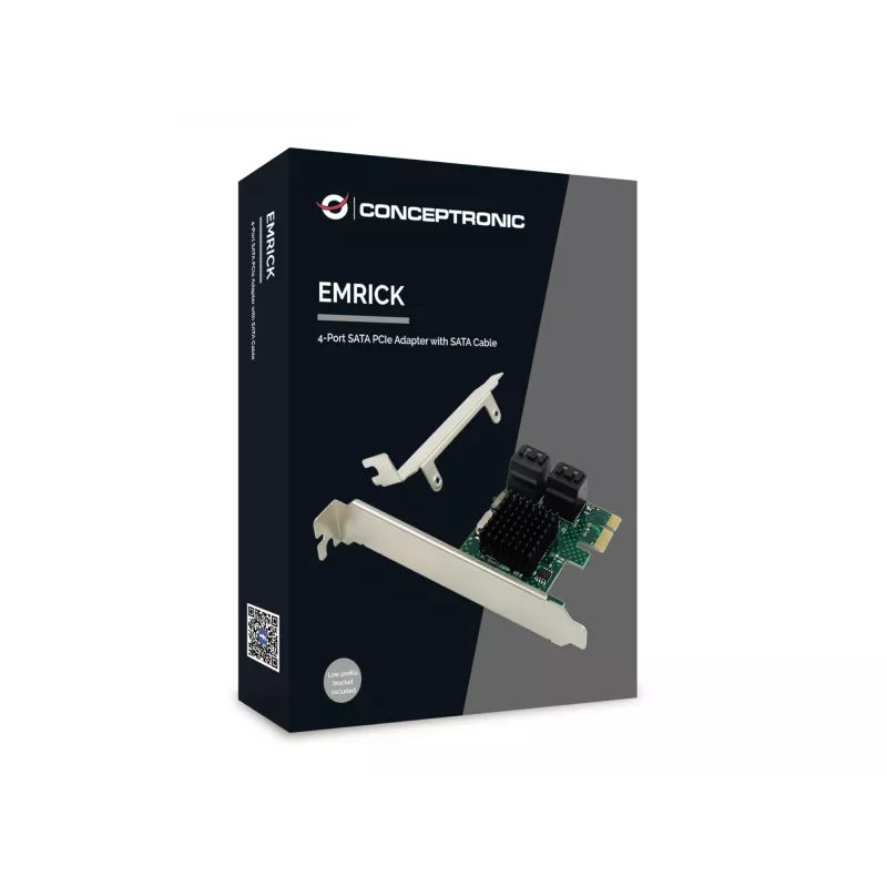 Conceptronic EMRICK 4 prievadų SATA PCIe adapteris su SATA kabeliu