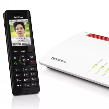 DECT belaidis ragelis AVM FRITZ! X6 juodas – garsiakalbis, atsakiklis, skambintojo ID, 100 įrašų telefonų knyga