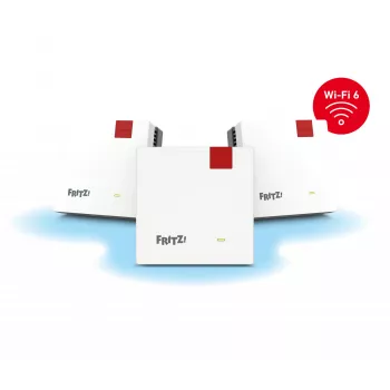 „FRITZ!Mesh“ rinkinys FRITZMESH SET 1600 3-PACK EDITION INTERNATIONAL, Wi-Fi 6, 3 vnt., raudonas/baltas