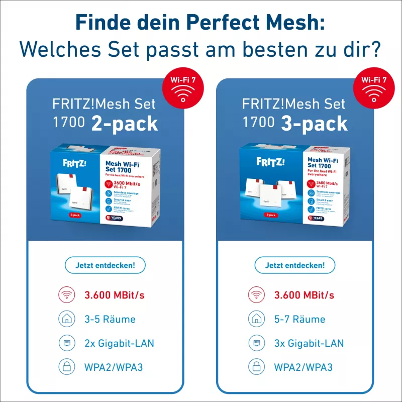Belaidžio tinklo rinkinys FRITZ 1700 3 vnt., baltas, vidinės antenos