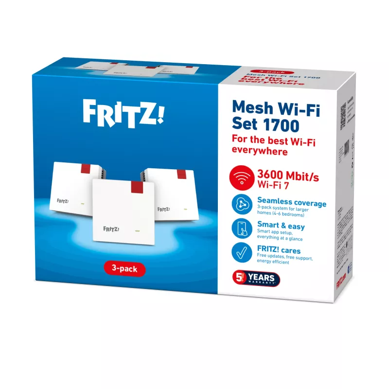 Belaidžio tinklo rinkinys FRITZ 1700 3 vnt., baltas, vidinės antenos