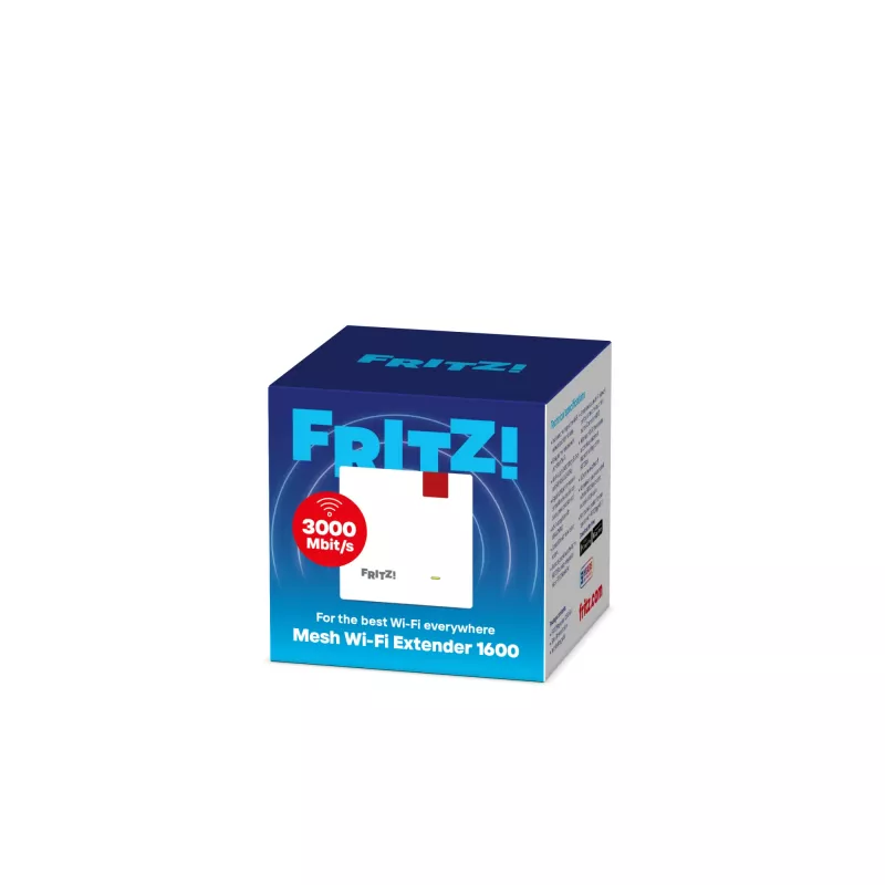 FRITZ 1200 AX International Mesh Wi-Fi kartotuvas, 3000 Mbit/s, Gigabit LAN, Wi-Fi 6, baltas