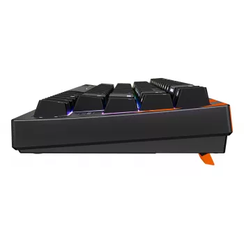 Mechaninė žaidimų klaviatūra Cherry K5 Pro TMR Compact — 65% išdėstymas, QWERTZ, RGB foninis apšvietimas, USB laidinis, 2 m laidas, juoda/oranžinė