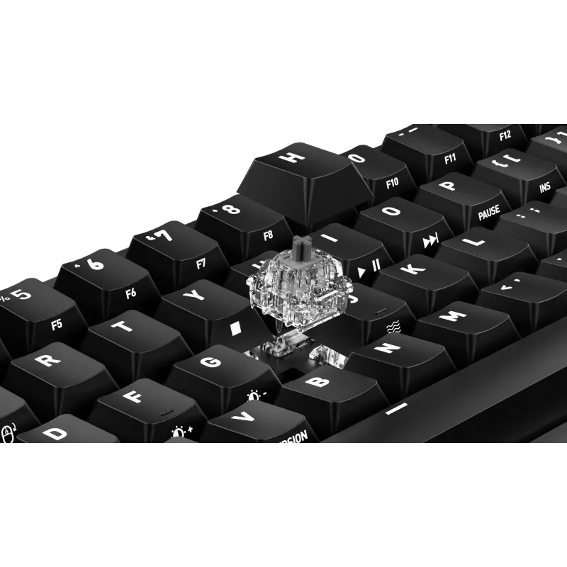 Mechaninė žaidimų klaviatūra Cherry K5 Pro TMR Compact — 65% išdėstymas, QWERTZ, RGB foninis apšvietimas, USB laidinis, 2 m laidas, juoda/oranžinė