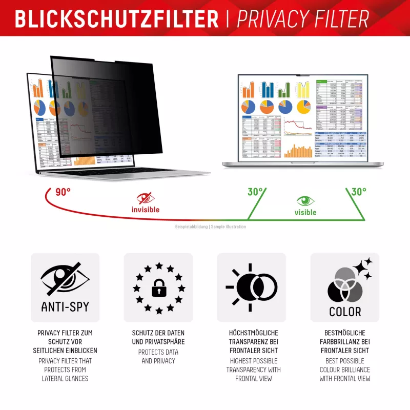 Displex PRIVACY SAFE nuimamas dvipusis privatumo filtras nešiojamam kompiuteriui 14'' (16:9)