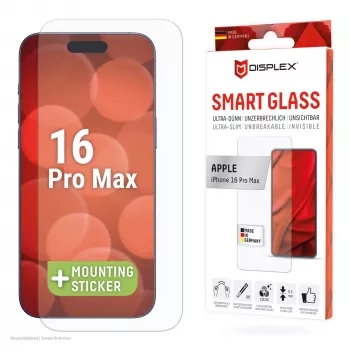 Displex Smart Glass (9H) apsauginis stiklas Apple iPhone 16 Pro Max, su montavimo lipdukais, nedūžtantis