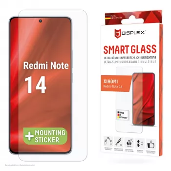 Displex Smart Glass (9H) apsauginis stiklas, skirtas Xiaomi Redmi Note 14, su montavimo lipduku, nedūžtantis