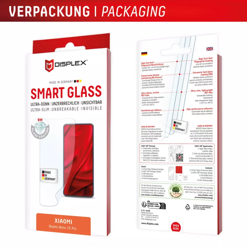 Apsauginis stiklas Tempered Smart Glass e.v.i. Xiaomi Redmi Note 15 Pro (9H), montavimo lipdukas, permatomas, 1 vnt.