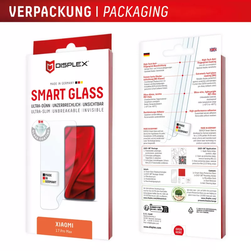 Tempered Smart Glass ekrano apsauga e.v.i., skirta Xiaomi 17 Pro Max (9H), su montavimo lipduku, skaidri, 1 vnt.