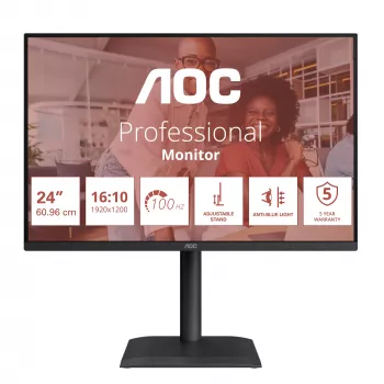 Monitorius AOC E4 X24E4U 61 cm (24 col.) 1920 x 1200 pikselių Full HD LED juodas