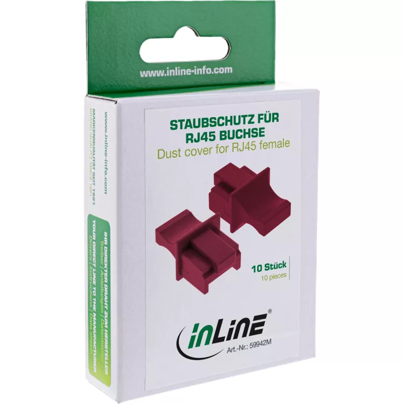 InLine Dust cover RJ45 kištukiniam lizdui, tamsiai raudona, 10 vnt.