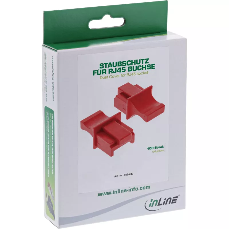 InLine dulkių dangtelis RJ45 lizdui, raudonas, 100 vnt.