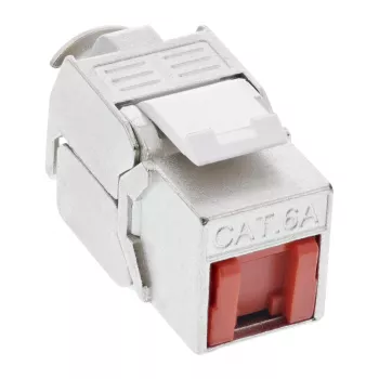InLine RJ45 Keystone Jack Snap-In modulis Cat.6a su dulkių dangteliu, raudonas