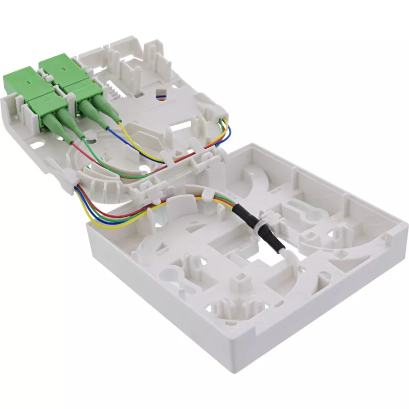 InLine FTTH prijungimo dėžutė su jau sumontuotu 4x LC/APC 9/125µm 10m kabeliu