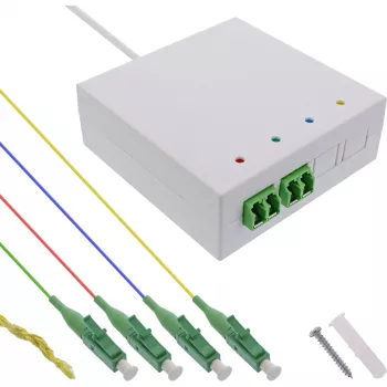 InLine FTTH jungiamoji dėžutė su iš anksto sumontuotu 4x LC/APC 9/125 µm 50 m kabeliu