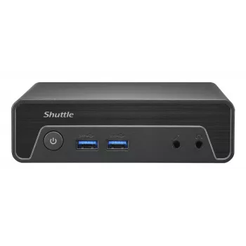 Shuttle Nano PC NE1010XA, Intel N100, 8GB DDR4, 250GB M.2 SSD, 1x HDMI, 1x DisplayPort, 6x USB, 1x LAN, beventilis, 24/7 nuolatinis darbas, su VESA laikikliu