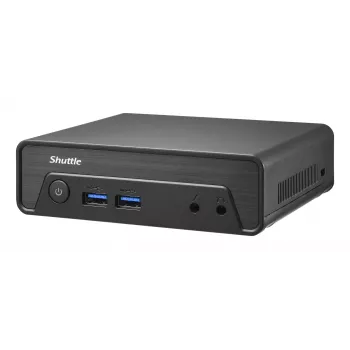 Shuttle Nano PC NE1010XA, Intel N100, 8GB DDR4, 250GB M.2 SSD, 1x HDMI, 1x DisplayPort, 6x USB, 1x LAN, beventilis, 24/7 nuolatinis darbas, su VESA laikikliu