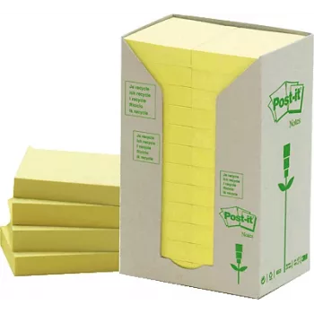 Lipnūs lapeliai Post-IT 38 × 51 mm, geltoni – 24 pakeliai × 100 lapelių