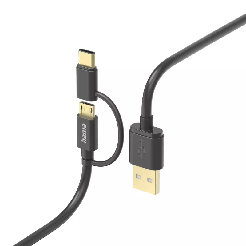 USB kabelis Hama 00201533 USB 2.0 1 m USB A Micro-USB B juodas