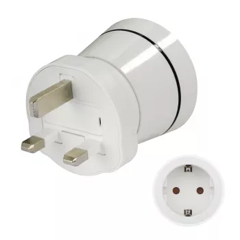 Hama 00223433 kištukinis adapteris, tipas G (JK) į tipą C (Eurokištukas)+F, baltas