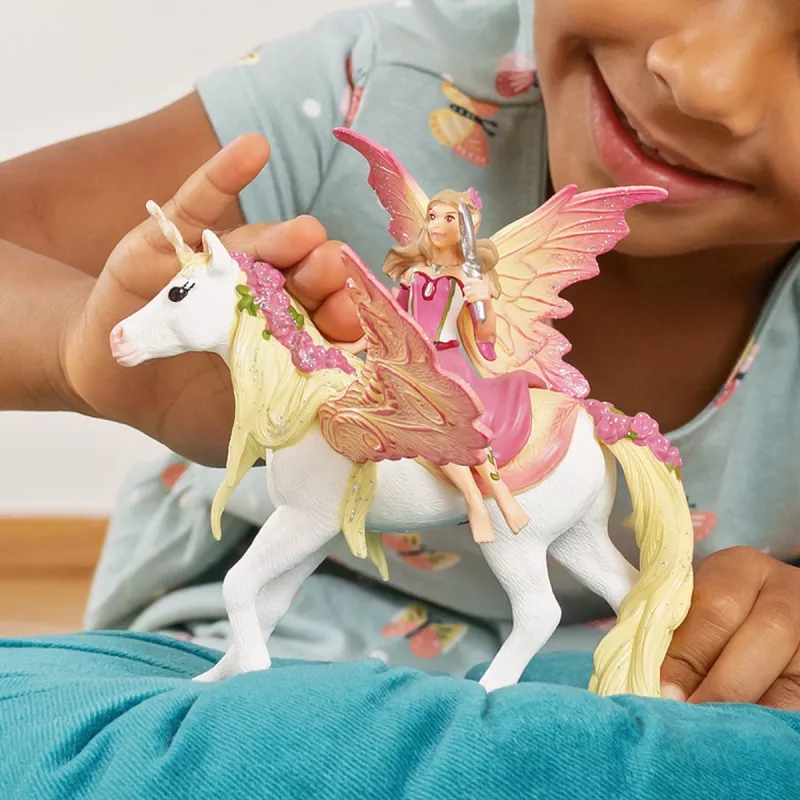 Schleich BAYALA Fėja Feya su Pegasu vienaragiu, Saulės elfai, Vienaragių ir fėjų pasaulis, 5 m., Įvairiaspalvis, Plastikas