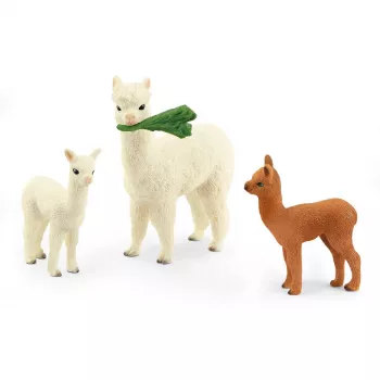 schleich WILD LIFE Alpakų rinkinys, 3 m., Laukinė gamta, Ruda, Žalia, Balta, 3 vnt.