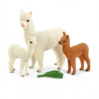 schleich WILD LIFE Alpakų rinkinys, 3 m., Laukinė gamta, Ruda, Žalia, Balta, 3 vnt.