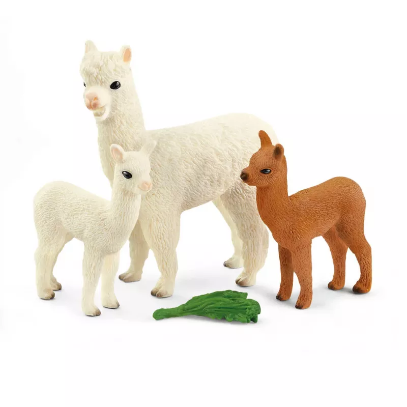 schleich WILD LIFE Alpakų rinkinys, 3 m., Laukinė gamta, Ruda, Žalia, Balta, 3 vnt.