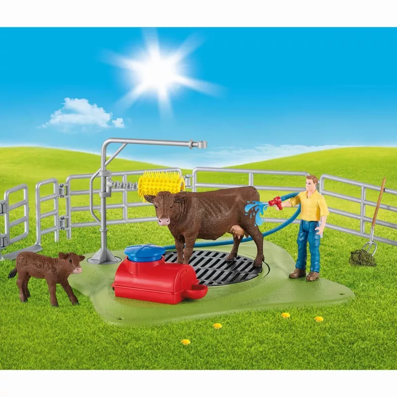 Schleich FARM WORLD Happy Cow Wash – Karvių plovykla su figūrėlėmis