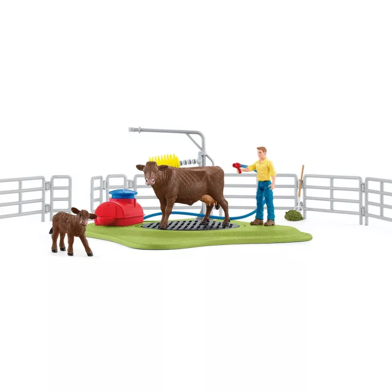 Schleich FARM WORLD Happy Cow Wash – Karvių plovykla su figūrėlėmis