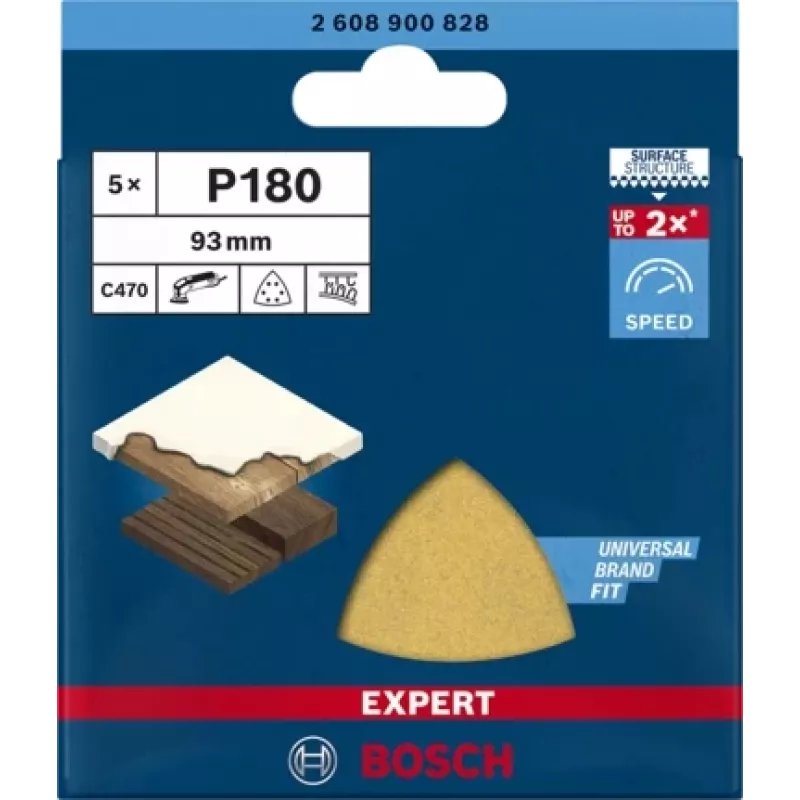 Bosch 2 608 900 828 šlifavimo popieriaus lapelis medienai ir dažytiems paviršiams, 93x93 mm, 5 vnt.