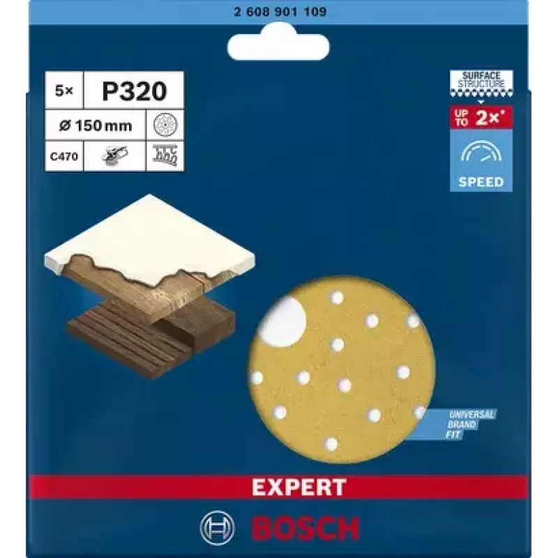 Bosch Expert C470 šlifavimo diskai medžiui ir dažams, 5 vnt.