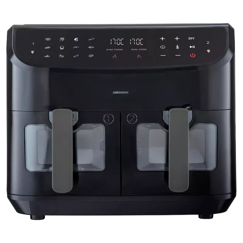MEDION LIFE P20 Double 8.7 L 2600 W Karšto oro gruzdintuvė Juoda