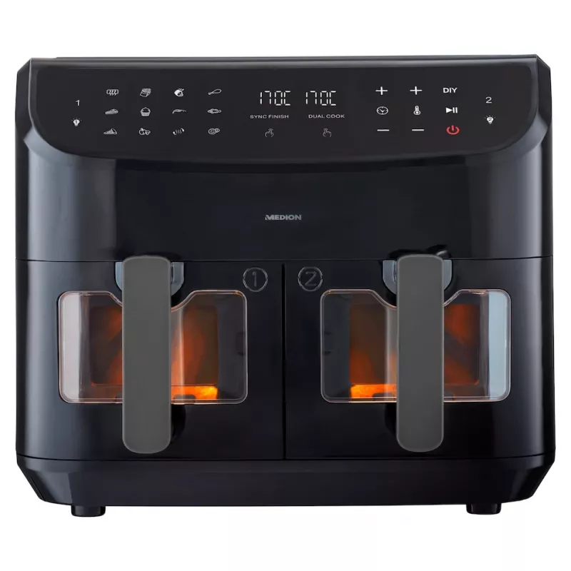 MEDION LIFE P20 Double 8.7 L 2600 W Karšto oro gruzdintuvė Juoda