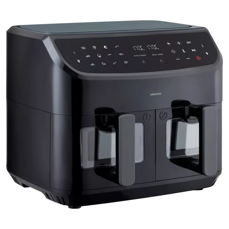 MEDION LIFE P20 Double 8.7 L 2600 W Karšto oro gruzdintuvė Juoda
