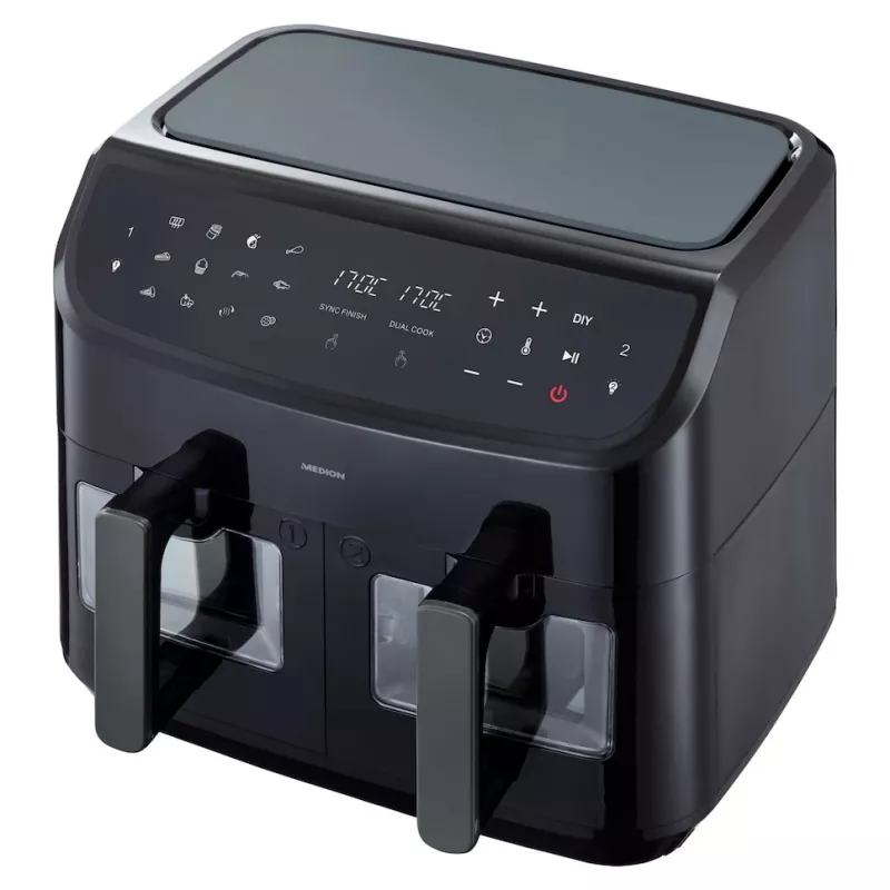 MEDION LIFE P20 Double 8.7 L 2600 W Karšto oro gruzdintuvė Juoda