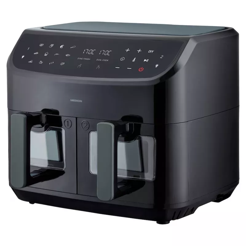 MEDION LIFE P20 Double 8.7 L 2600 W Karšto oro gruzdintuvė Juoda