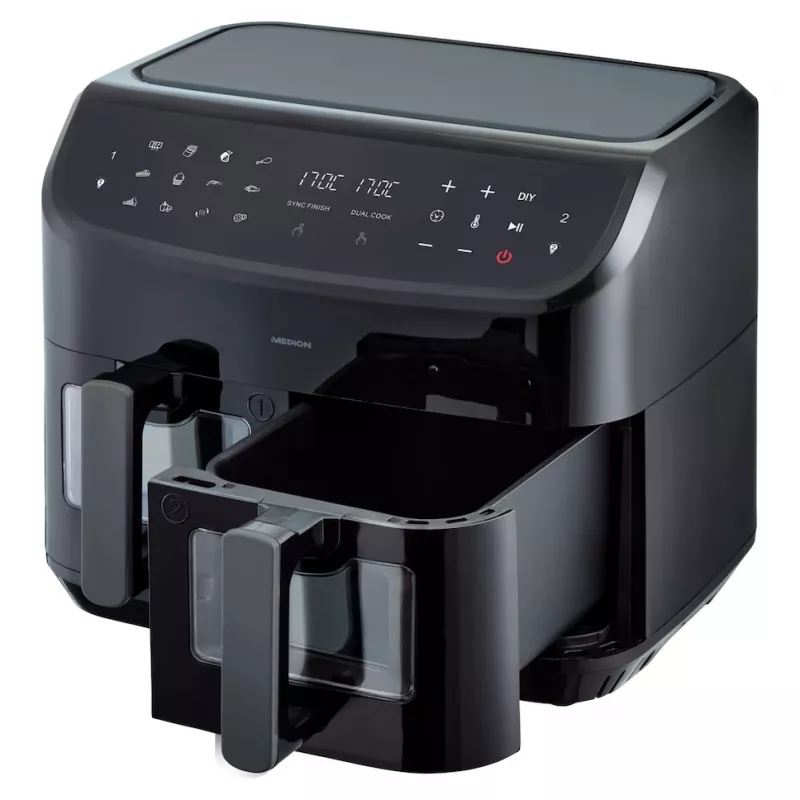 MEDION LIFE P20 Double 8.7 L 2600 W Karšto oro gruzdintuvė Juoda