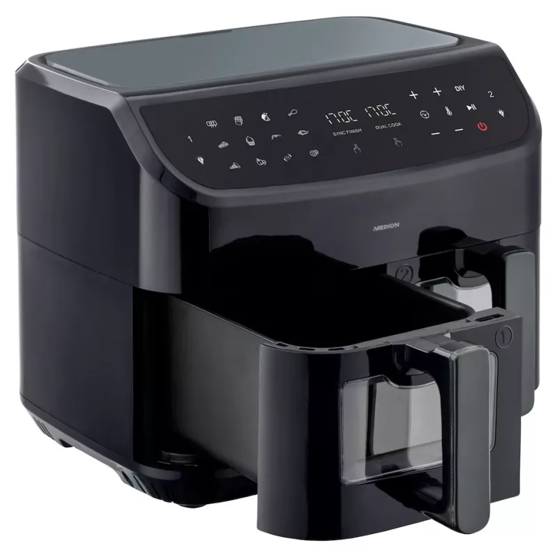MEDION LIFE P20 Double 8.7 L 2600 W Karšto oro gruzdintuvė Juoda