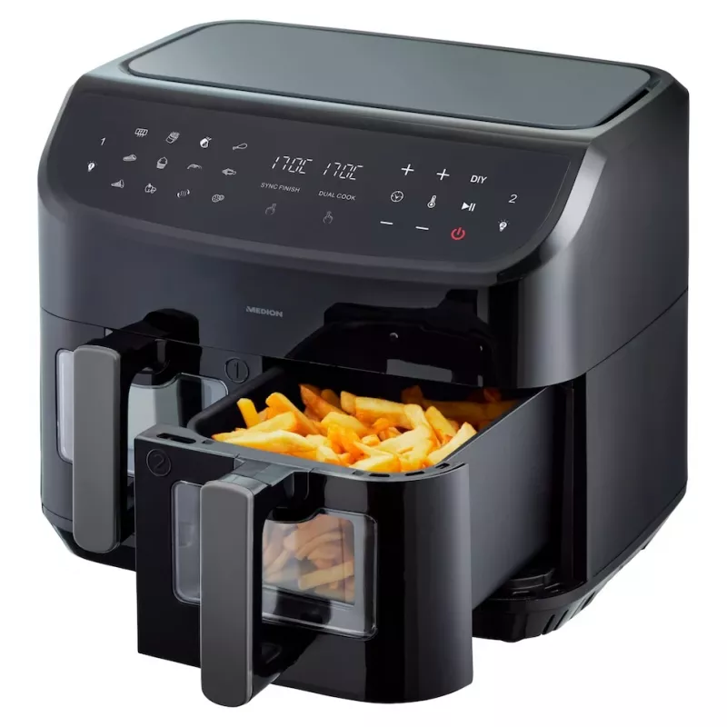 MEDION LIFE P20 Double 8.7 L 2600 W Karšto oro gruzdintuvė Juoda