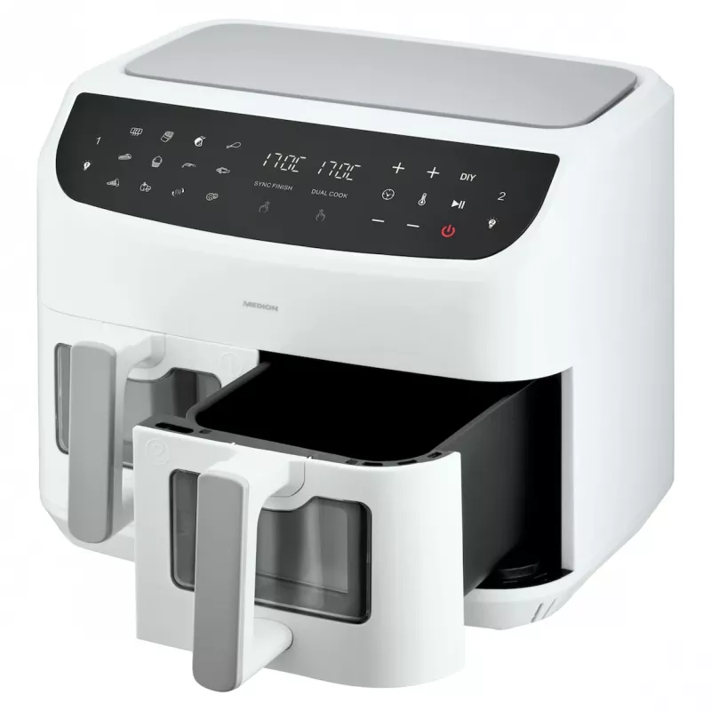 MEDION LIFE P20 Double 8.7 L 2600 W Karšto oro gruzdintuvė balta