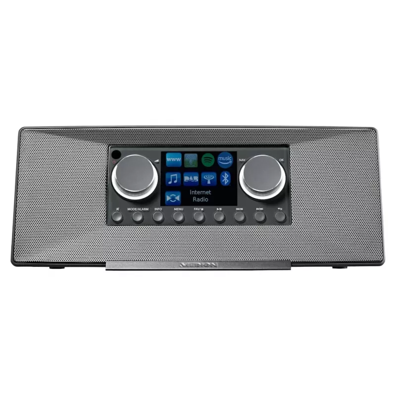 Internetinis radijas MEDION LIFE P85333 — DAB+ / FM, 12 W RMS, 2,8 colio TFT, Wi‑Fi 802.11a/b/g, 3,5 mm lizdas, pilka spalva