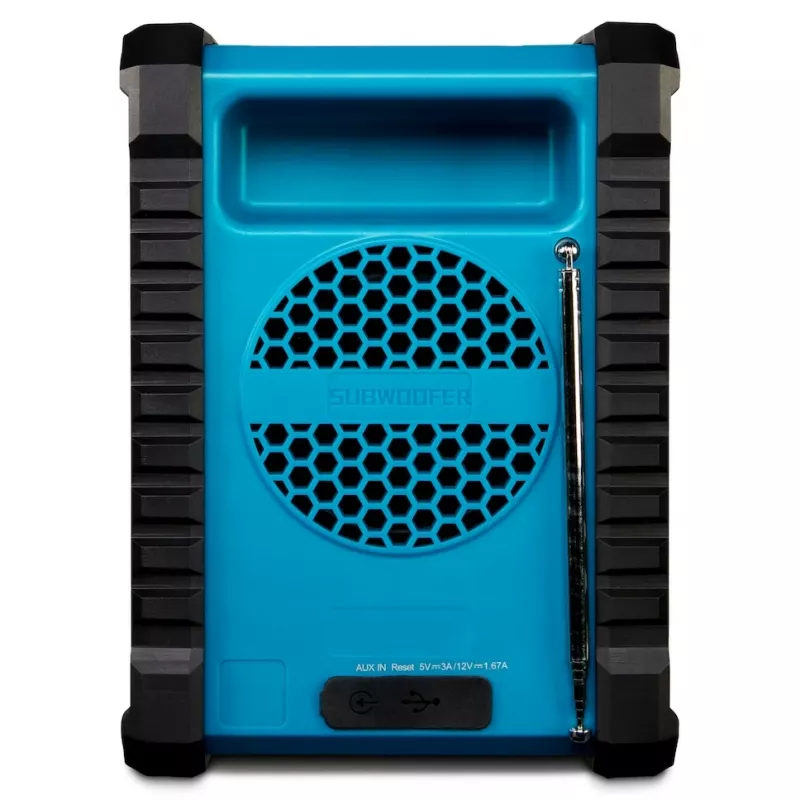 Nešiojamas skaitmeninis radijas MEDION LIFE E65895 (MD 43895) – PLL imtuvas, 10 W RMS, LCD, Bluetooth 10 m, IP54, išorinė antena, juoda/mėlyna