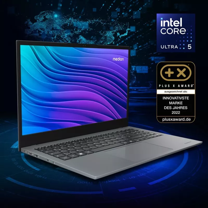 Nešiojamas kompiuteris MEDION E15443 Intel Core Ultra 5 125H 39.6 cm (15.6 colio) Full HD 16 GB DDR5-SDRAM 512 GB SSD Windows 11 Home Pilka