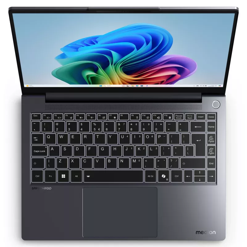 Nešiojamas kompiuteris MEDION SPRCHRGD 14 S1 Elite MD62637 Snapdragon X1E-78-100 35,6 cm (14 colių) WQXGA+ 16 GB LPDDR5-SDRAM 512 GB SSD Wi-Fi 6E (802.11ax) Windows 11 Home pilka