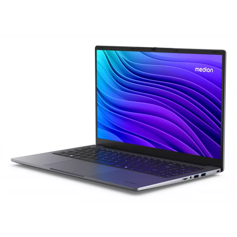 Nešiojamas kompiuteris MEDION AKOYA E15223 Intel® N N100 39,6 cm (15,6 inch) Full HD 4 GB LPDDR5 128 GB Flash Wi-Fi 5 Windows 11 Home S režimas Pilka