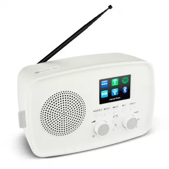 Internetinis radijas MEDION 50078821 — DAB+/FM, Wi‑Fi 802.11a/b/g, 5 W RMS, 2,4 colio TFT, baltas